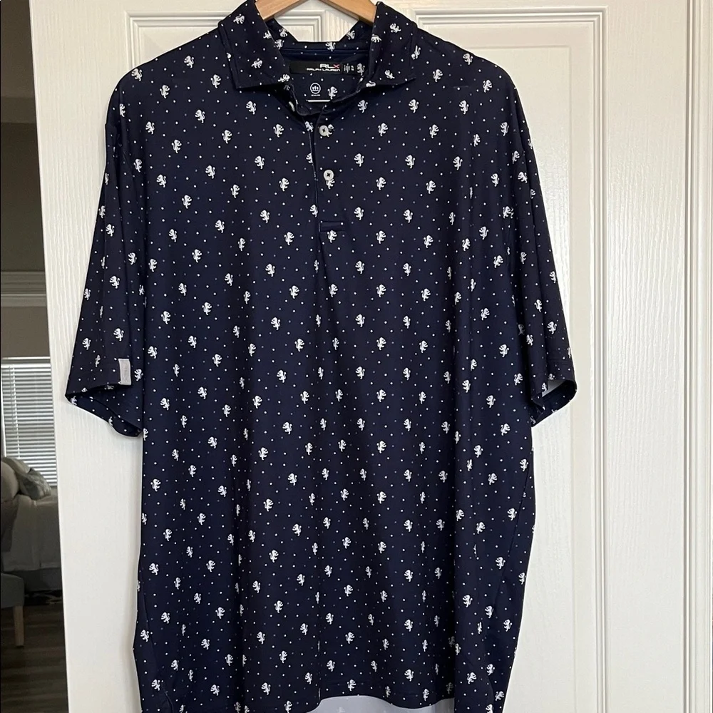 Ralph Lauren Dark Blue Polo Golf Shirt with White Lion Design